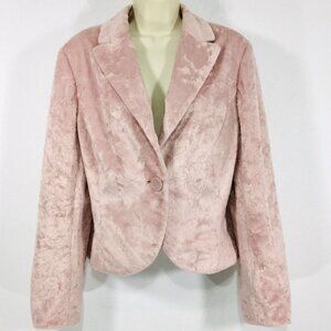 Vtg Bandolino Pink Faux Fur Jacket Sz 12 One Button Lined Fairy Whimsy Romantic